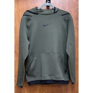 Nike Pro Dri Fit Pullover Hoodie Sweatshirt Mens Medium Olive Green Athletic